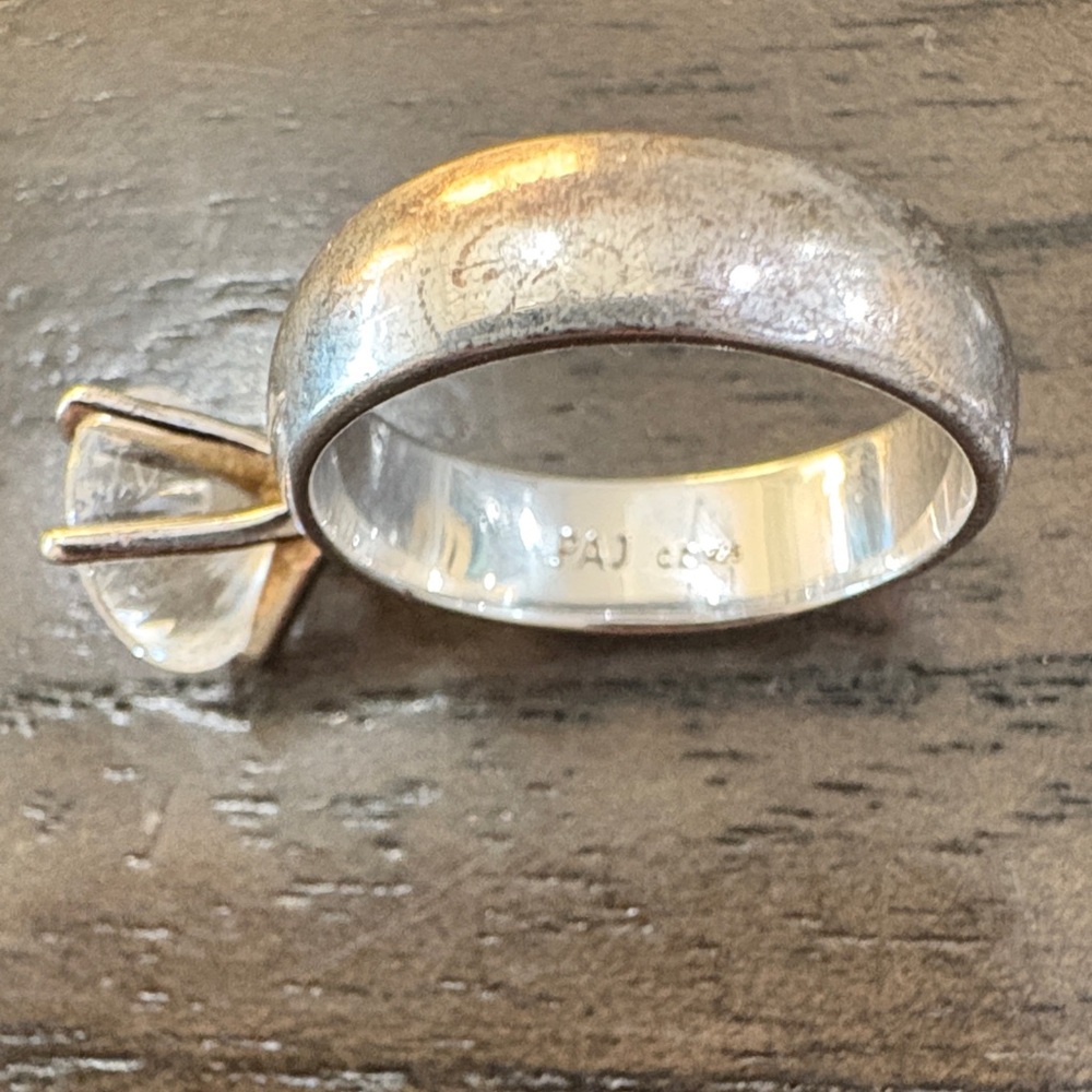 Elegant Sterling Silver With Big Zirconia Women's Ring - Picture 1 of 5